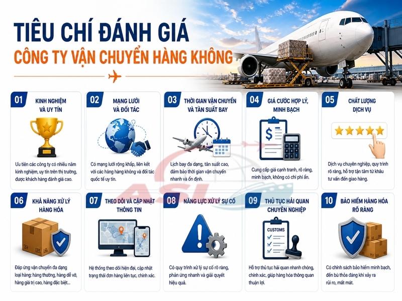 Tiêu Chí Đánh Giá Công Ty Vận Chuyển Hàng Không | ASL Việt Nam