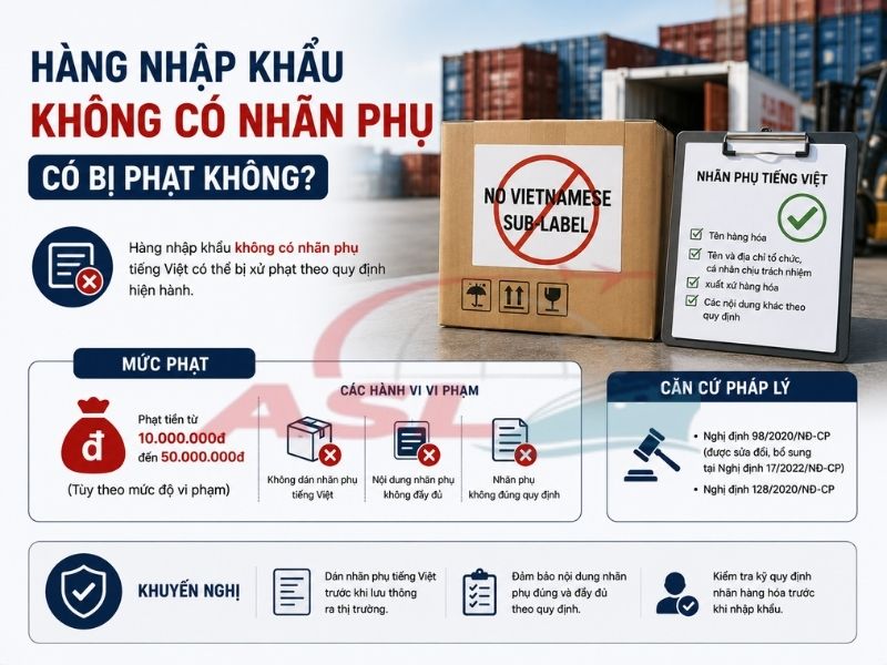 Hàng Nhập Khẩu Không Có Nhãn Phụ Có Bị Phạt Không? 2026 | ASL Việt Nam