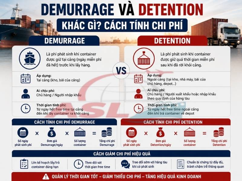 Demurrage Và Detention Khác Gì? Cách Tính Chi Phí 2026 | ASL Việt Nam