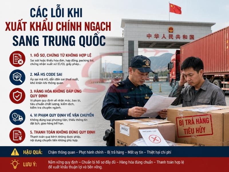 Các Lỗi Khi Xuất Khẩu Chính Ngạch Sang Trung Quốc 2026 | ASL Việt Nam