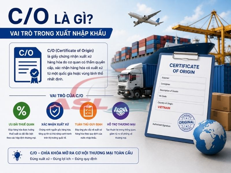 C/O Là Gì? Vai Trò Trong Xuất Nhập Khẩu 2026 | ASL Việt Nam