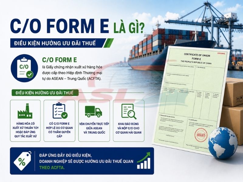 C/O Form E Là Gì? Điều Kiện Hưởng Ưu Đãi Thuế 2026 | ASL Việt Nam