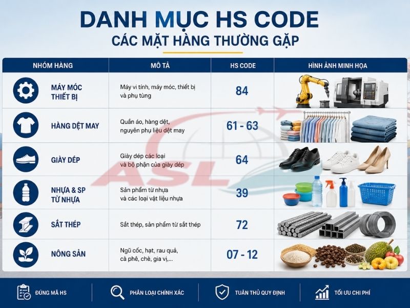 Danh Mục HS Code Các Mặt Hàng Thường Gặp 2026 | ASL Việt Nam