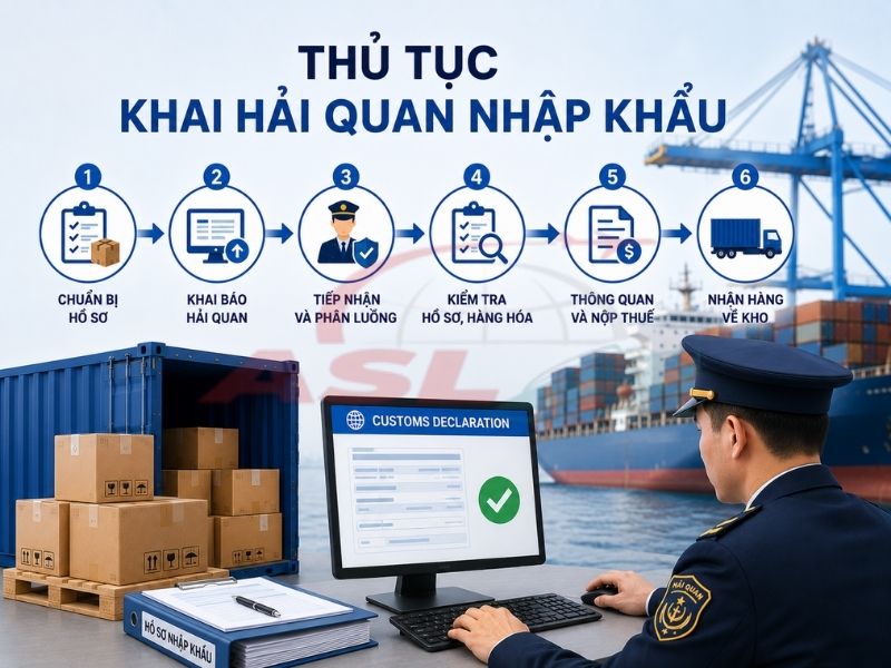 Thủ Tục Khai Hải Quan Nhập Khẩu 2026 | ASL Việt Nam