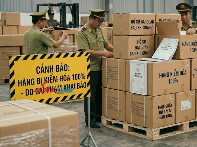 Chia sẻ case hàng bị kiểm hóa 100% và kinh nghiệm giảm rủi ro trong khai báo hải quan.