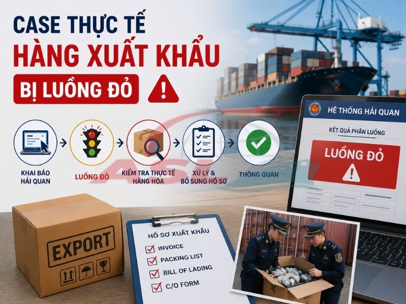 Case thực tế hàng xuất khẩu bị luồng đỏ và kinh nghiệm xử lý giúp giảm chậm trễ giao hàng.