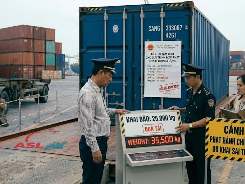 Phân tích hậu quả khi khai sai trọng lượng container và các chi phí phát sinh thực tế.