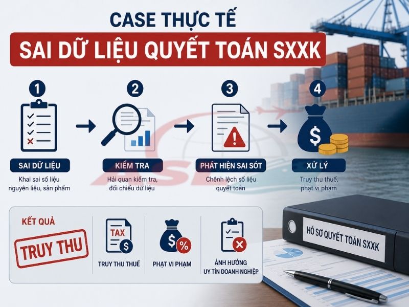 Case thực tế doanh nghiệp bị sai dữ liệu quyết toán hàng SXXK và bài học cần lưu ý.