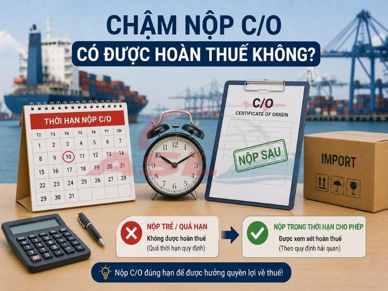 Quy định hoàn thuế khi doanh nghiệp nộp bổ sung C/O sau thời điểm thông quan.