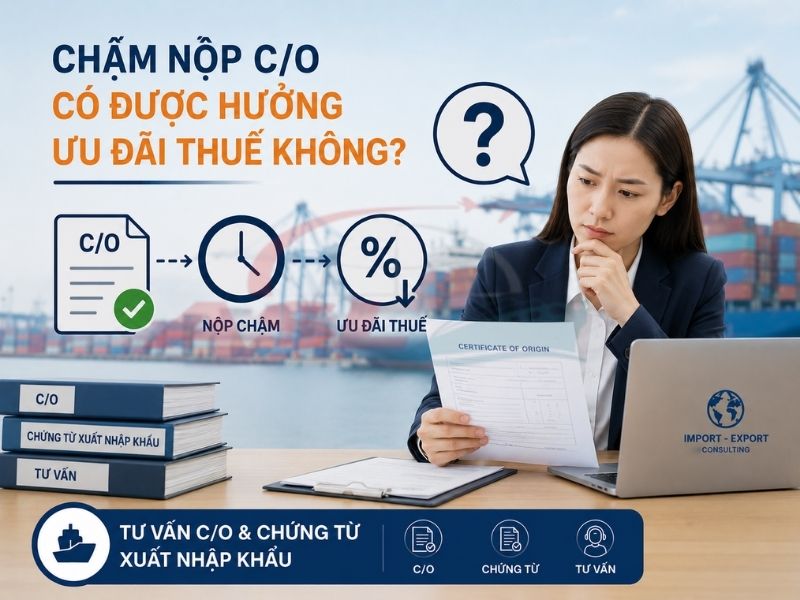 Quy định về thời hạn nộp C/O và khả năng được hưởng ưu đãi thuế sau khi bổ sung.