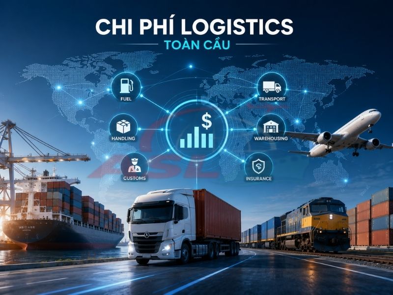 Phân tích các yếu tố làm tăng chi phí logistics toàn cầu như cước tàu biển và container.