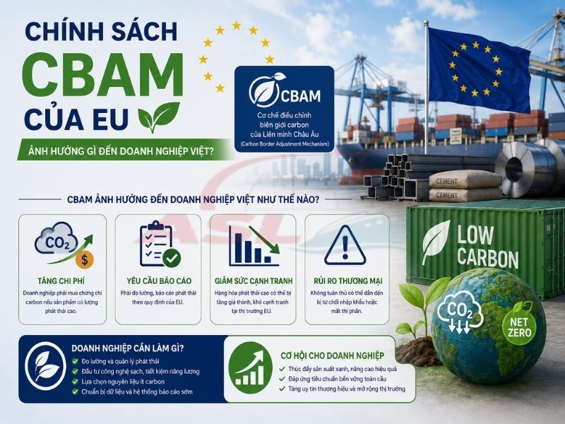 Phân tích chính sách CBAM của EU và tác động đến doanh nghiệp xuất khẩu Việt Nam trong thời gian tới.