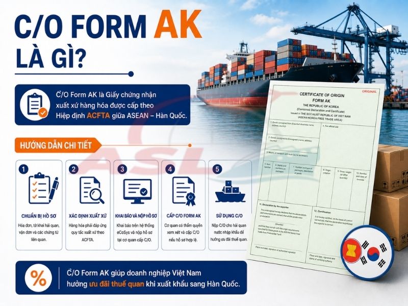 Hướng dẫn sử dụng C/O Form AK trong thương mại Việt Nam – Hàn Quốc và các lưu ý quan trọng.