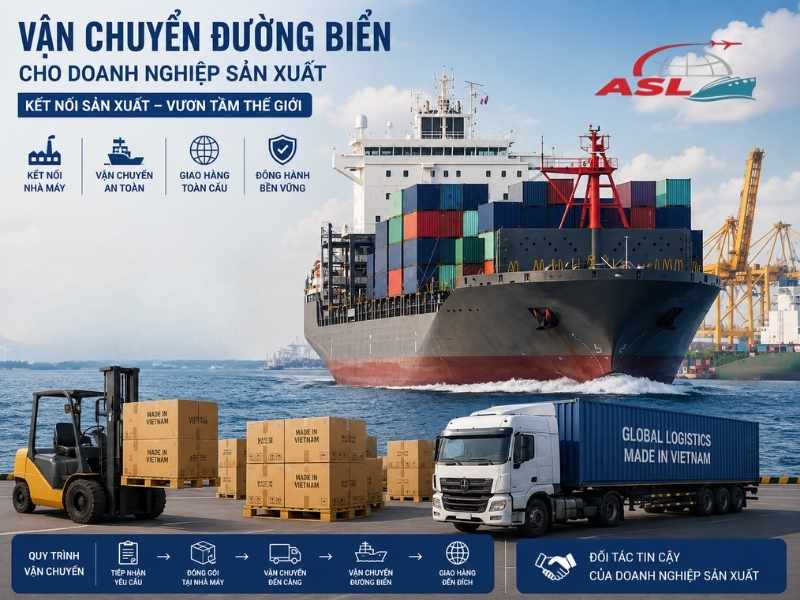Vận chuyển đường biển phục vụ doanh nghiệp sản xuất và xuất nhập khẩu.