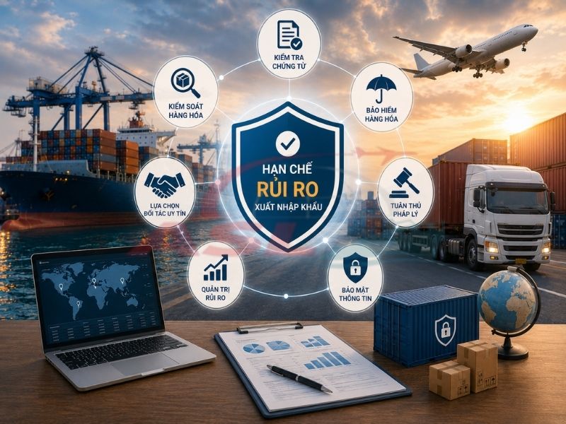Tổng hợp các giải pháp hạn chế rủi ro trong hoạt động xuất nhập khẩu và logistics quốc tế.