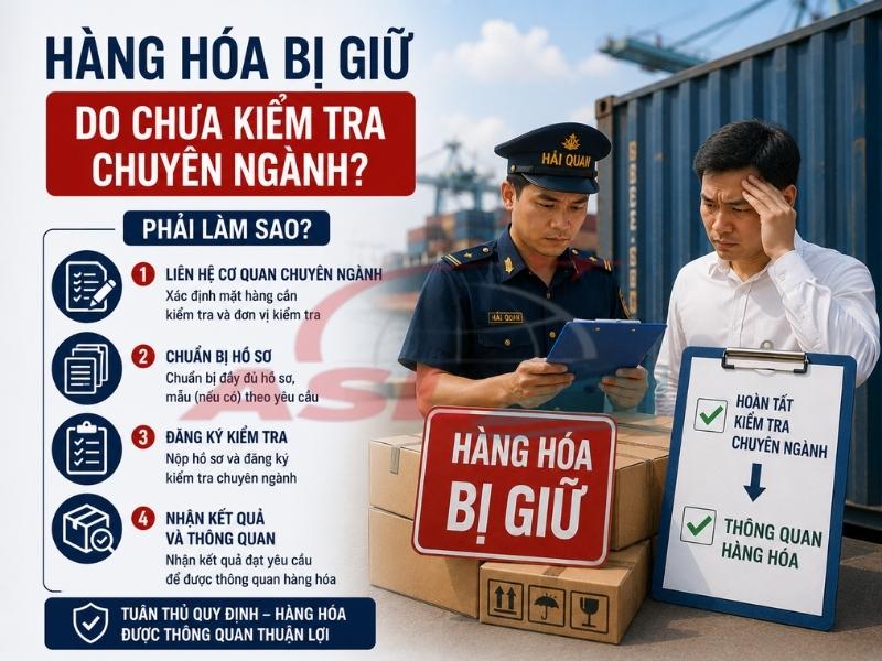 Cách xử lý khi hàng hóa bị giữ do chưa hoàn thành kiểm tra chuyên ngành trong xuất nhập khẩu