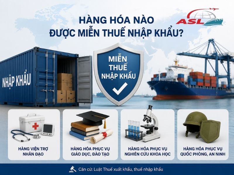 Danh mục hàng hóa được miễn thuế nhập khẩu và các điều kiện áp dụng theo quy định hiện hành.