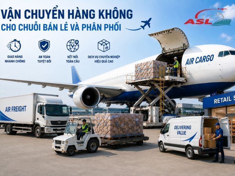 Giải pháp vận chuyển hàng không cho chuỗi bán lẻ giúp tối ưu giao hàng nhanh.