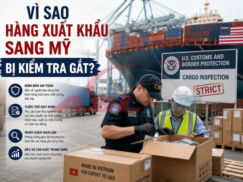Các nguyên nhân khiến hàng xuất khẩu sang Mỹ bị kiểm tra nghiêm ngặt và cách hạn chế rủi ro.