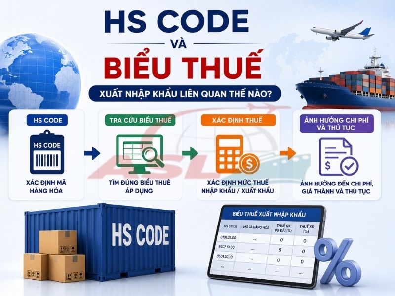 Giải thích mối liên hệ giữa HS Code và biểu thuế xuất nhập khẩu hiện hành.