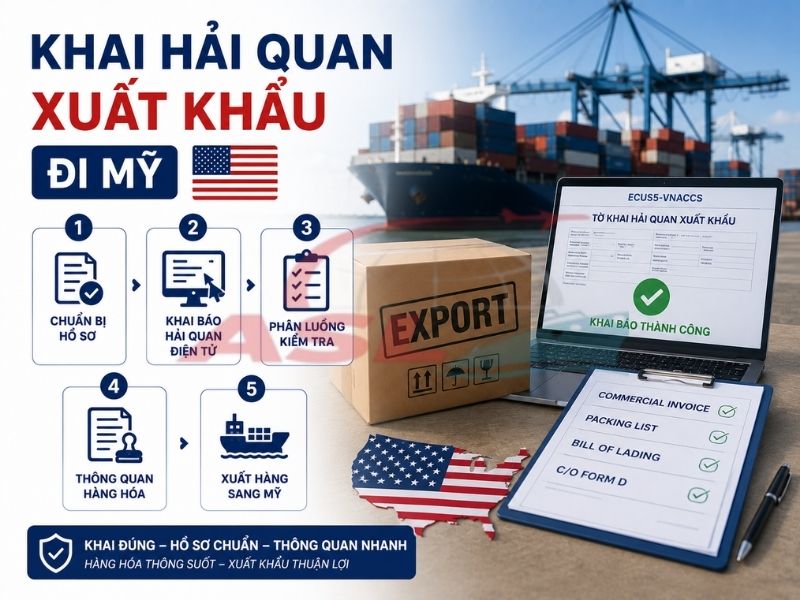 Hướng dẫn thủ tục hải quan xuất khẩu hàng hóa đi Mỹ và các yêu cầu doanh nghiệp cần lưu ý.