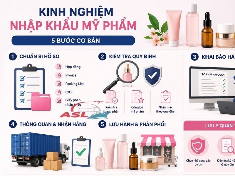 Hướng dẫn và kinh nghiệm nhập khẩu mỹ phẩm đúng quy định, hạn chế rủi ro pháp lý.