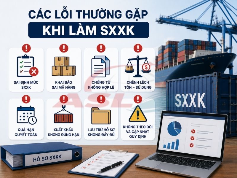 Tổng hợp các lỗi phổ biến trong khai hải quan hàng sản xuất xuất khẩu và cách hạn chế rủi ro.