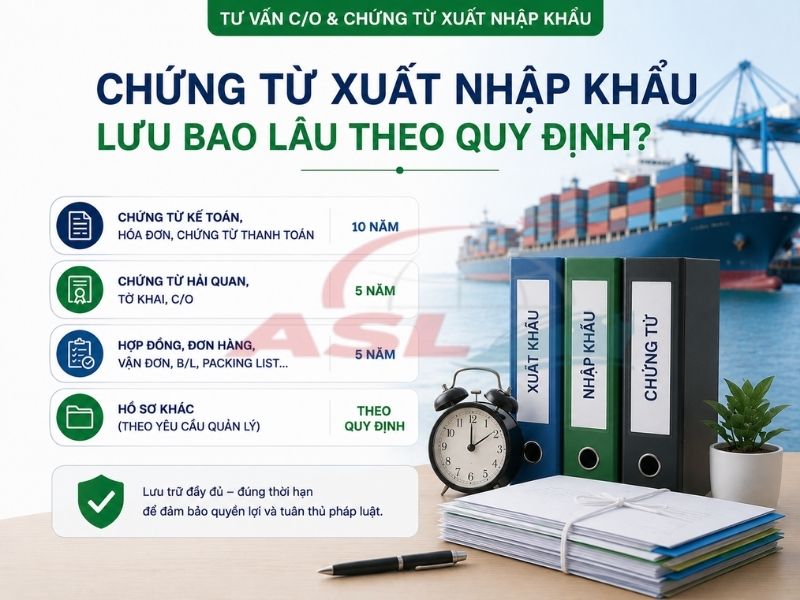 Quy định thời gian lưu trữ chứng từ xuất nhập khẩu và các lưu ý quan trọng cho doanh nghiệp.