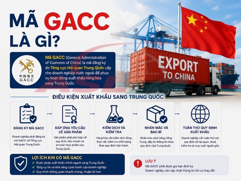 Giải thích mã GACC là gì và điều kiện bắt buộc khi xuất khẩu hàng hóa sang Trung Quốc.