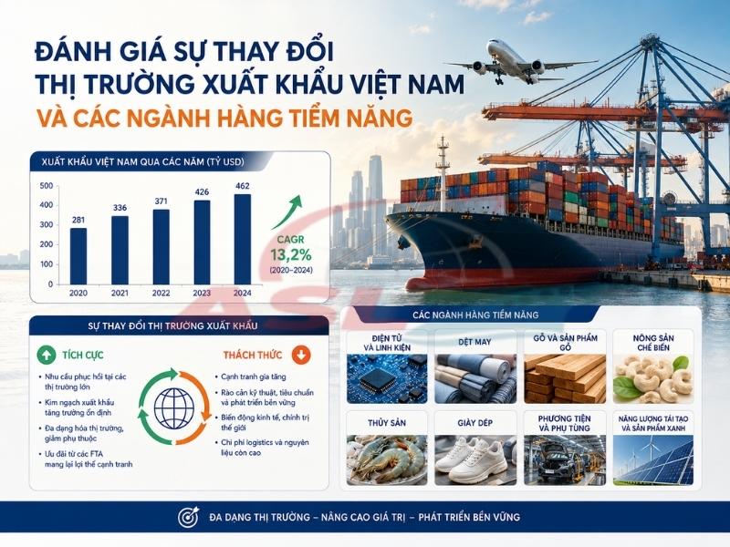 Đánh giá sự thay đổi của thị trường xuất khẩu Việt Nam và các ngành hàng tiềm năng năm 2026