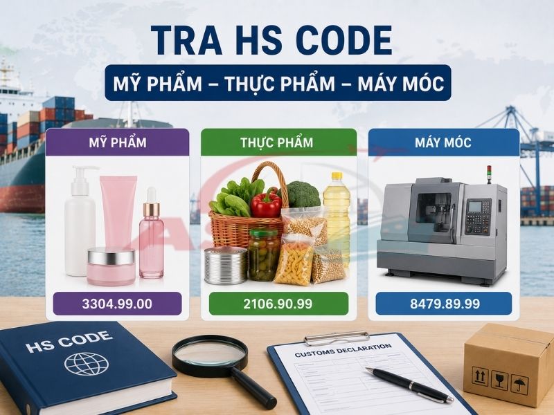 Hướng dẫn tra HS Code cho mỹ phẩm, thực phẩm và máy móc đúng quy định hải quan.