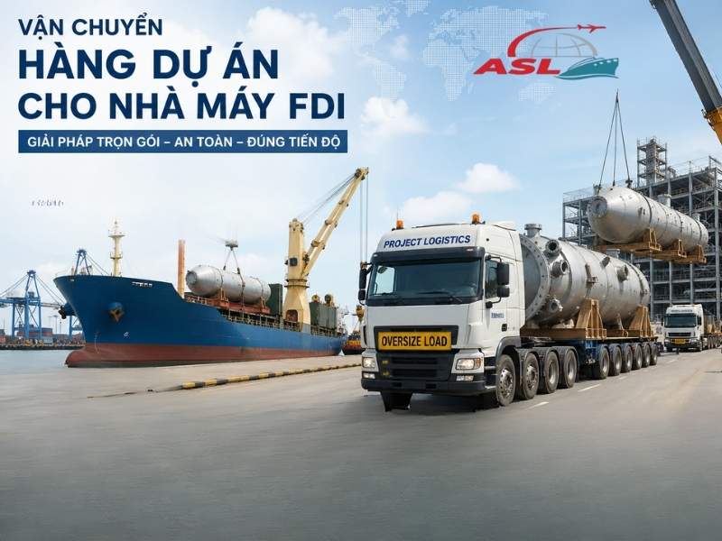 Dịch vụ vận chuyển hàng dự án cho doanh nghiệp FDI, đảm bảo tiến độ và hiệu quả.