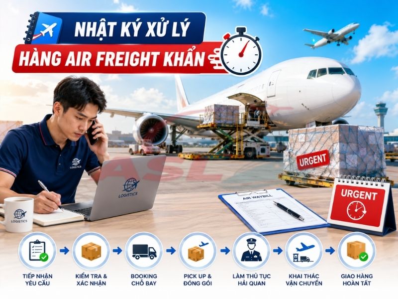 Case thực tế xử lý hàng air freight khẩn và bài toán tối ưu thời gian vận chuyển quốc tế.